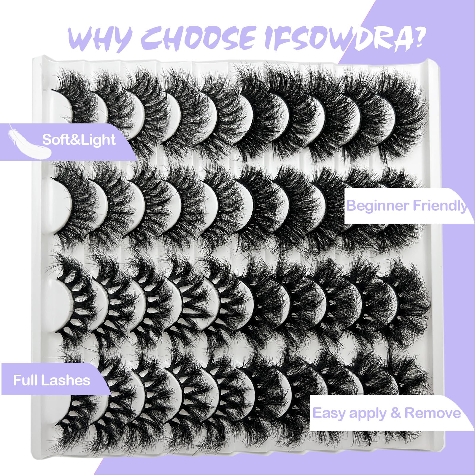 IFSOWDRA mink lashes strip 3D mink crisscross for fuller lash line.