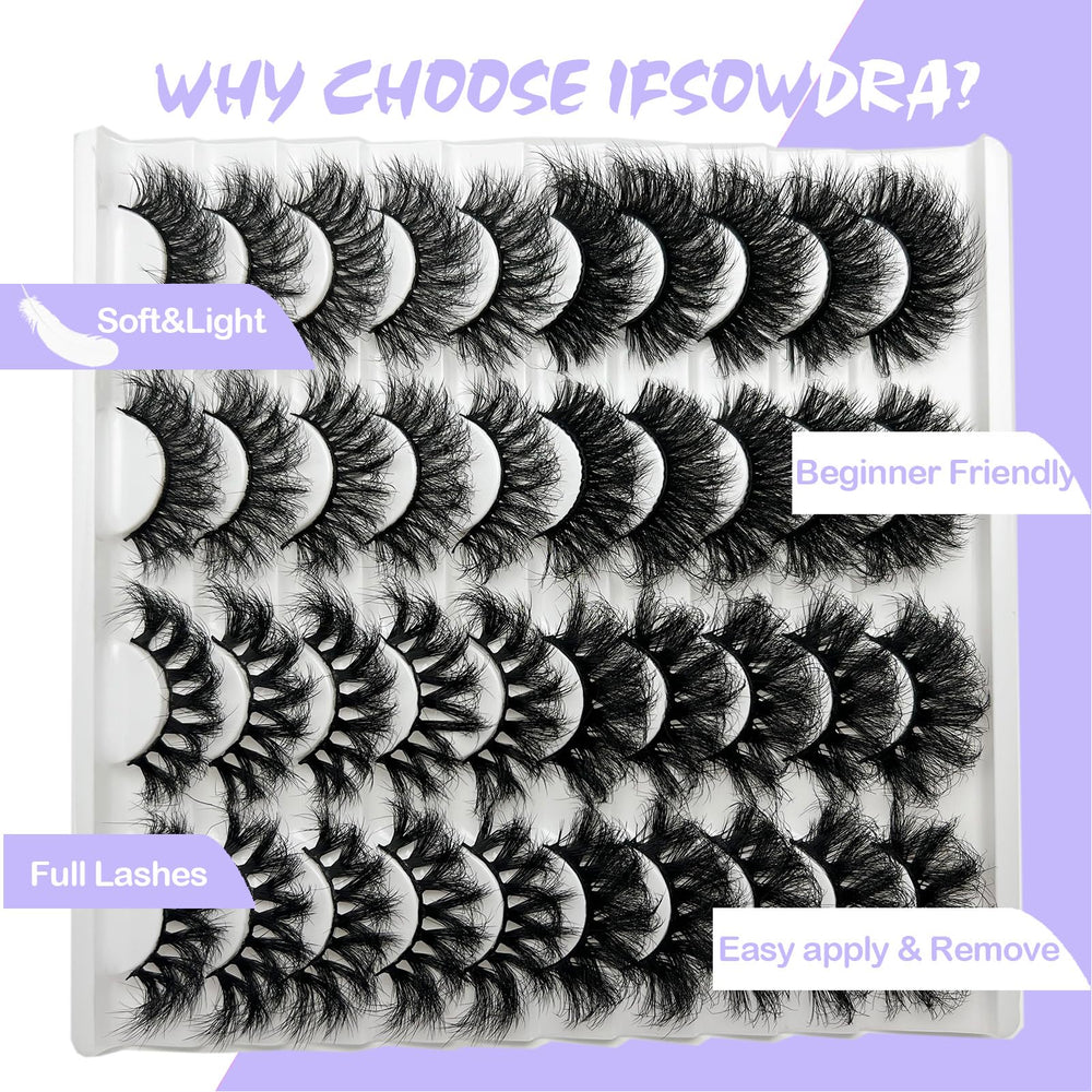 IFSOWDRA mink lashes strip 3D mink crisscross for fuller lash line.