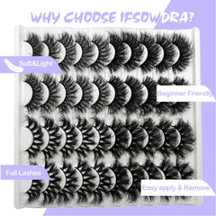 IFSOWDRA mink lashes strip 3D mink crisscross for fuller lash line.