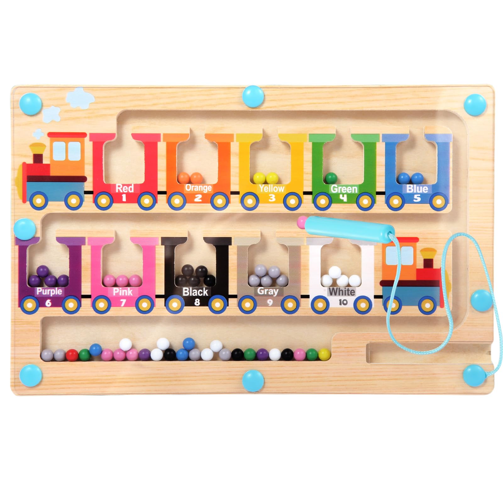 ifunlong magnetic maze trains colors demonstrates color-number matching for early math exploration