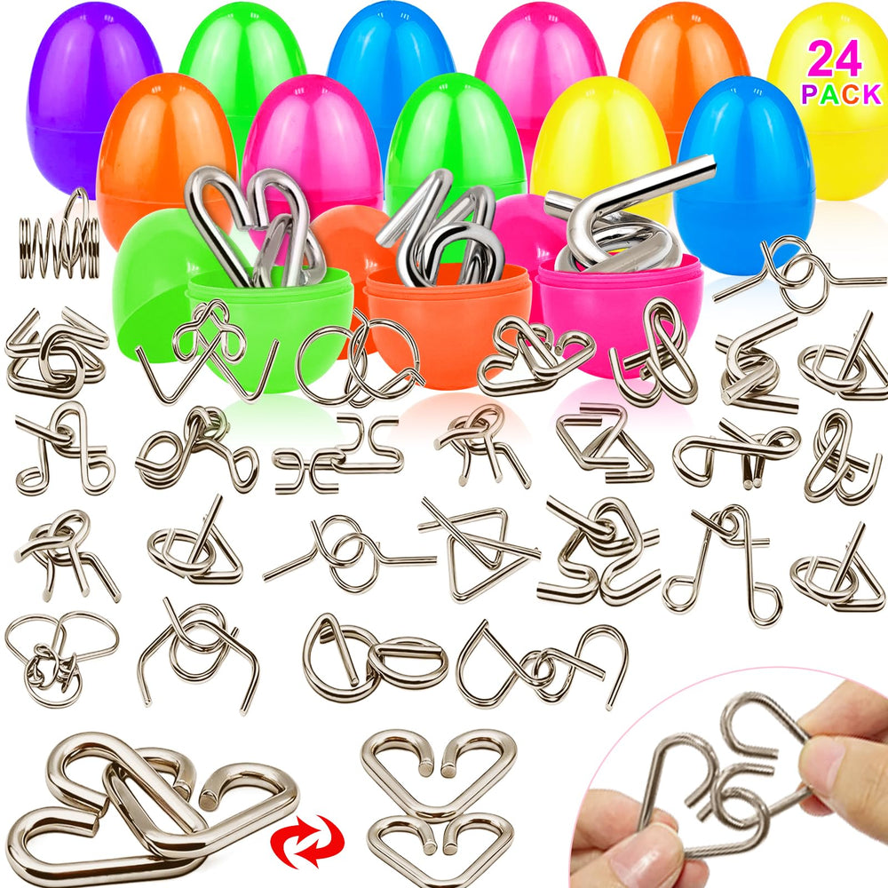 iGeeKid 24-pack prefilled Easter eggs with metal brain teasers for engaging egg hunts