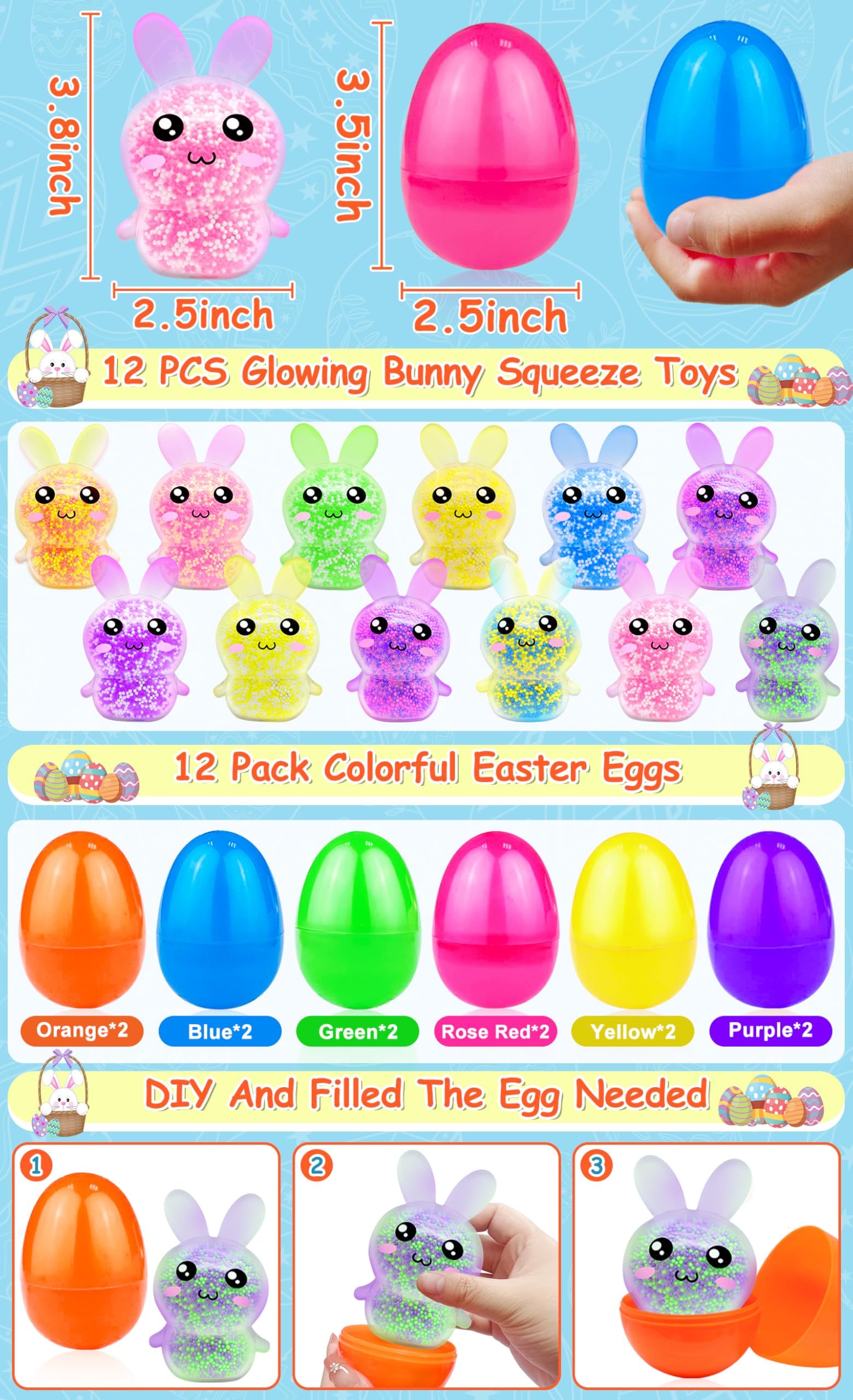 igeekid bunny squeeze ball toy in vivid color for tactile play