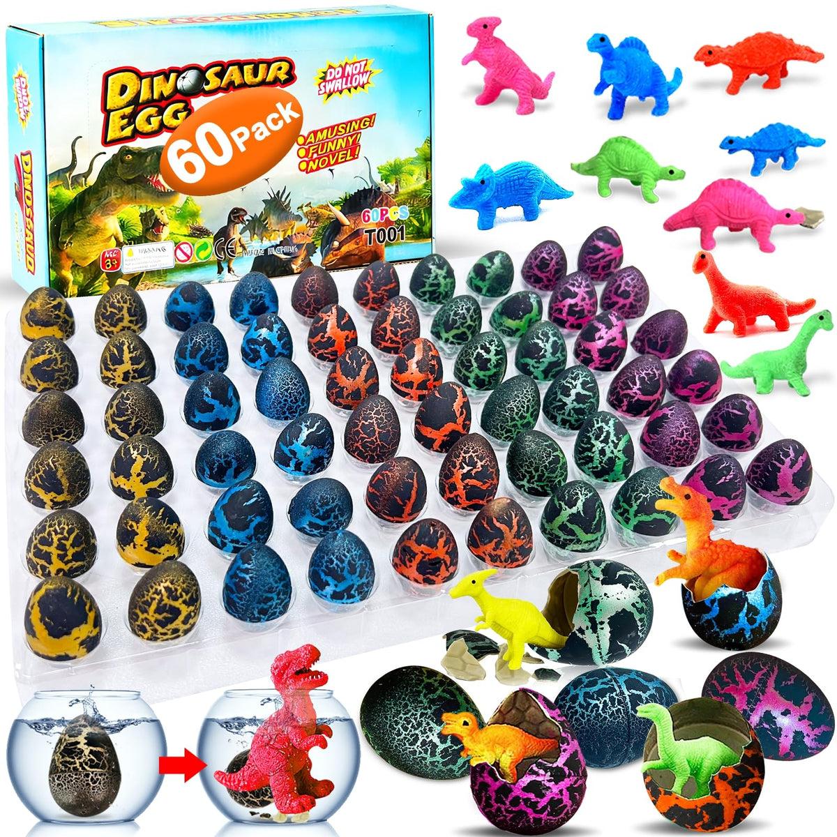 igeekid dinosaur eggs hatching in water reveal colorful dinos for imaginative play