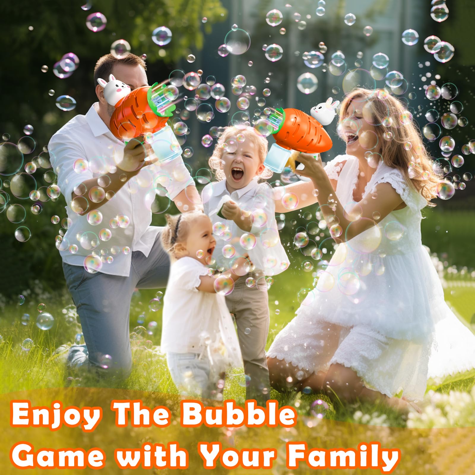 iGeeKid LED Easter bubble gun lights up bubbles for fun