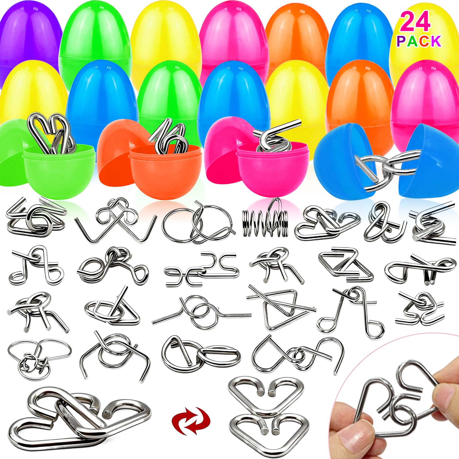 iGeeKid non-toxic plastic eggs housing metal brain teasers for Easter play