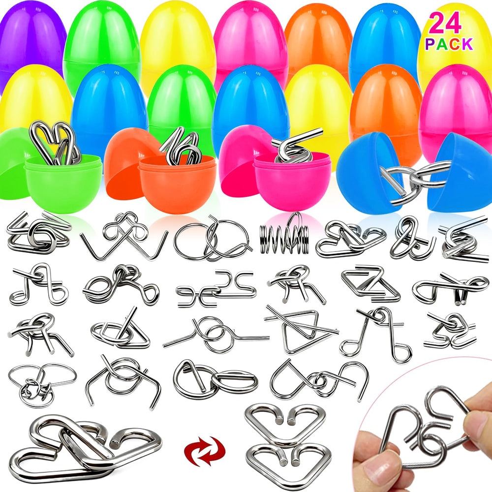 iGeeKid non-toxic plastic eggs housing metal brain teasers for Easter play