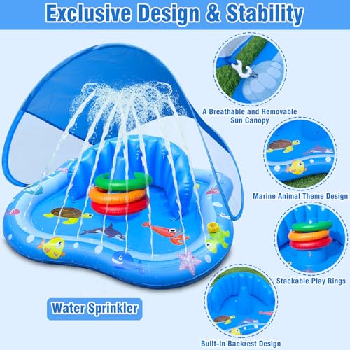 iGeeKid inflatable pool float with backrest provides comfortable support while splashing
