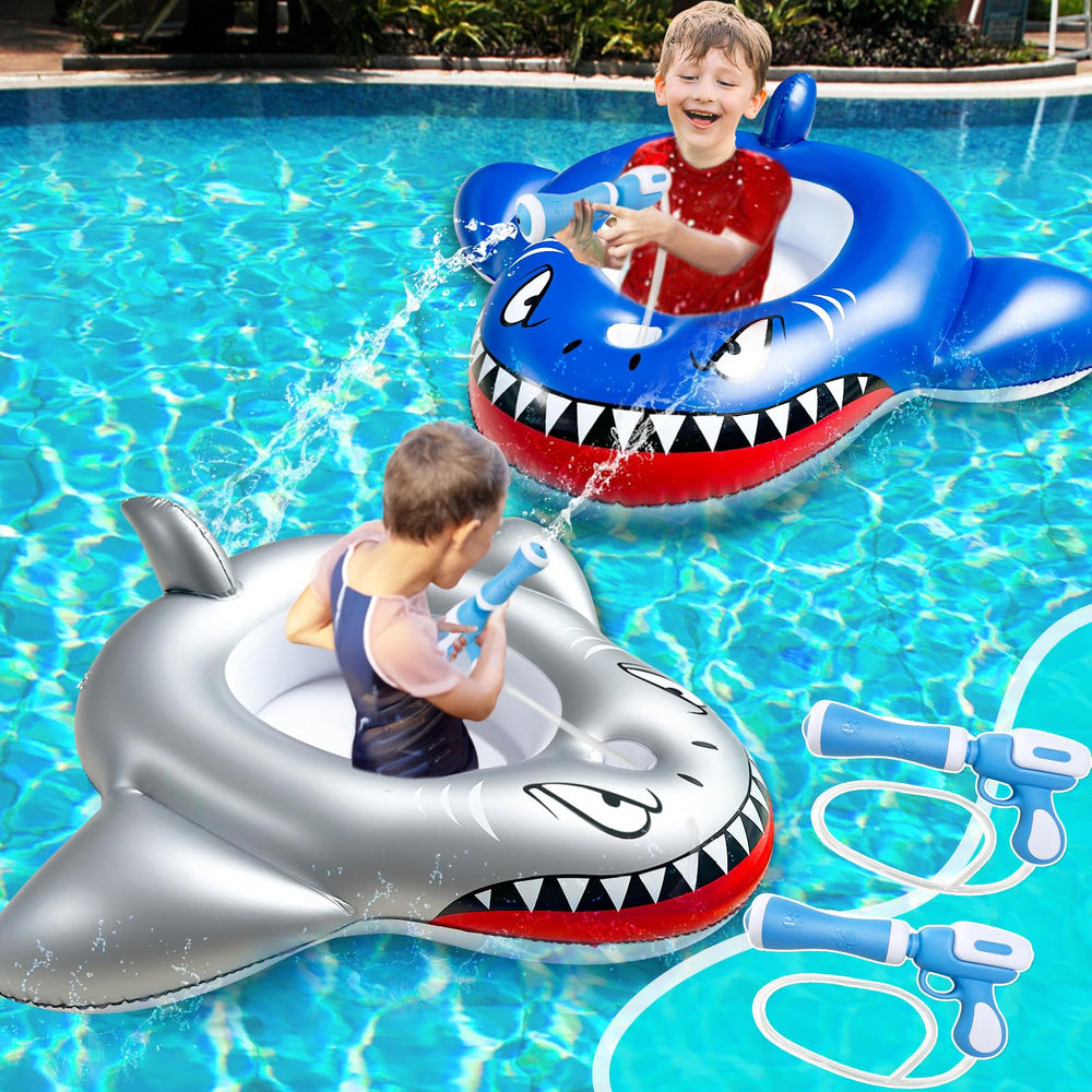 iGeeKid shark pool float blue provides a stable, enjoyable ride for kids.