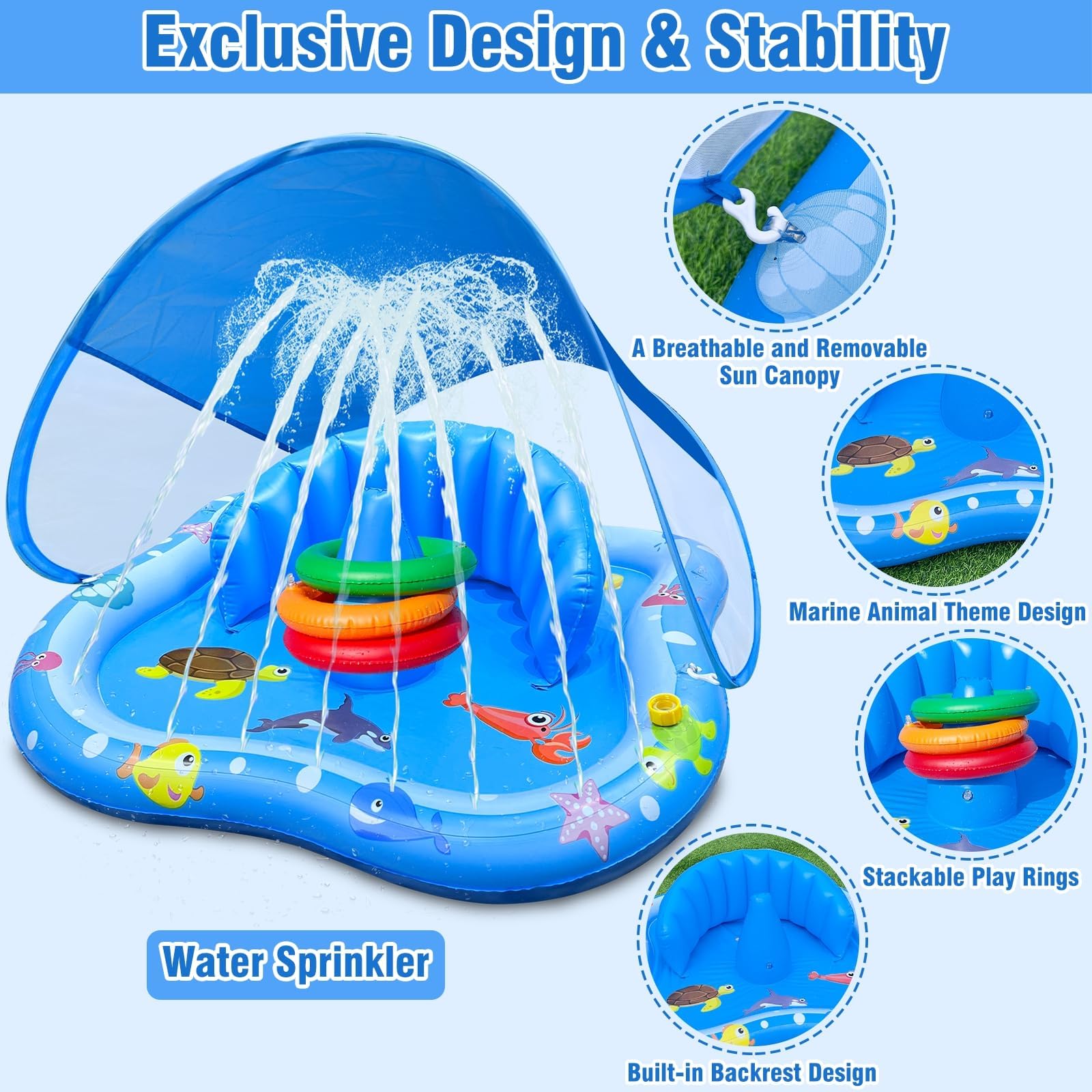 iGeeKid detachable canopy offers UPF 50 sun protection for babies
