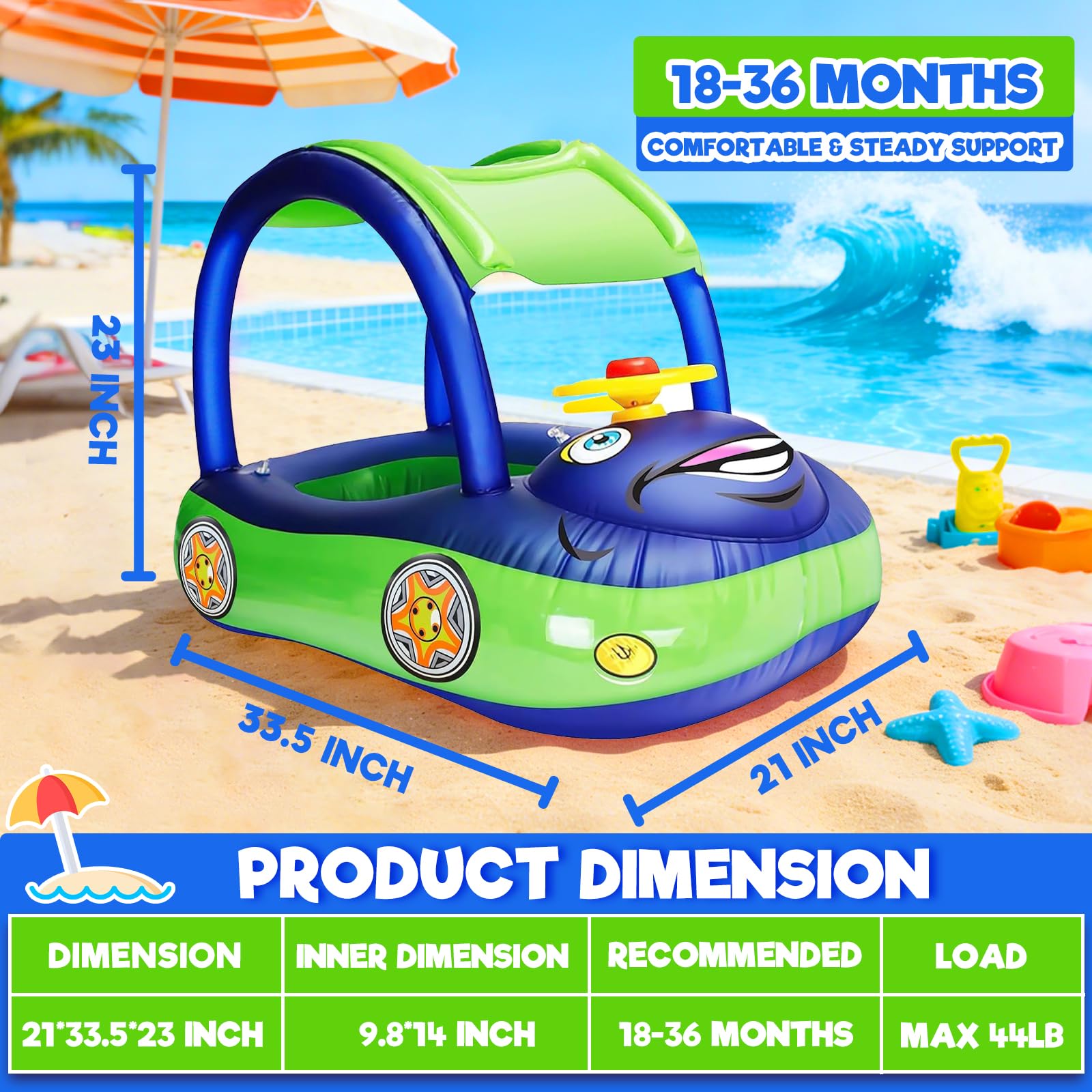 iGeeKid travel-friendly float folds compactly for easy storage and packing.