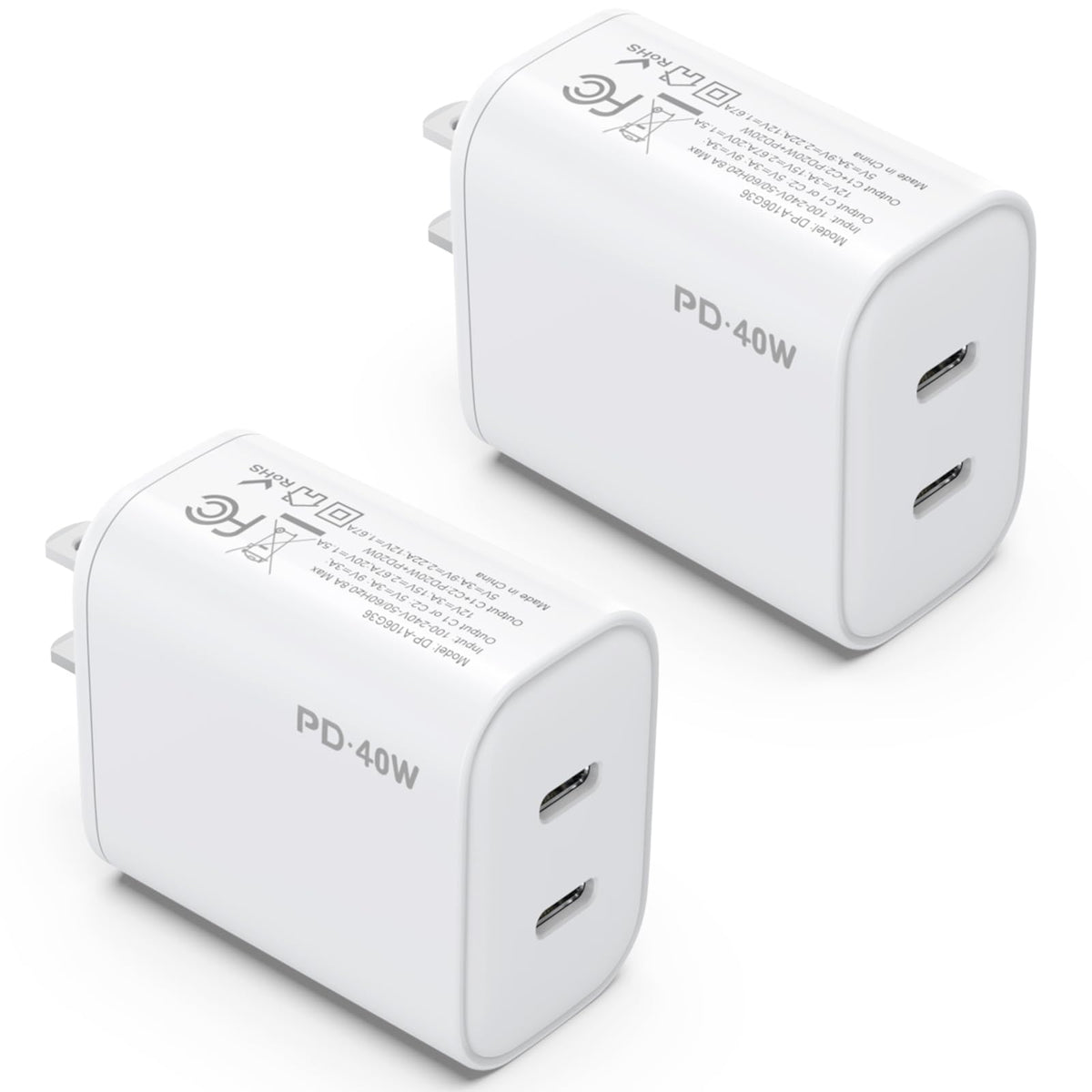 iGENJUN 2Pack 40W USB-C charger front view enables quick dual-device charging.