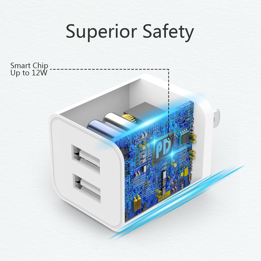 iGENJUN 5Pack USB wall charger dual ports enabling simultaneous charging.