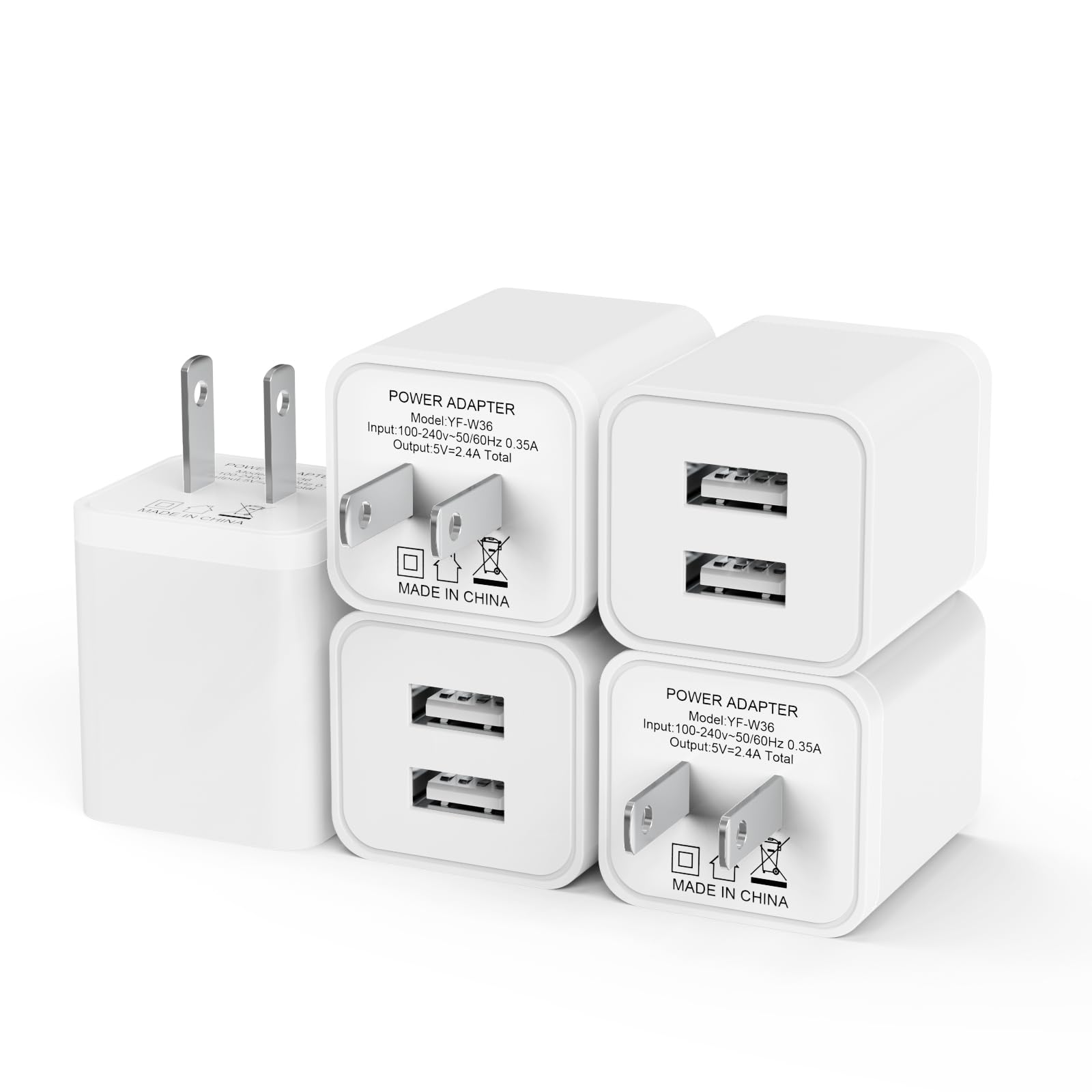 iGENJUN 5Pack USB wall charger front view, compact design for travel charging.