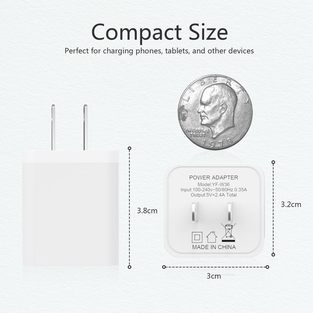 iGENJUN 5Pack USB wall charger travel-ready, pocket-sized power solution.