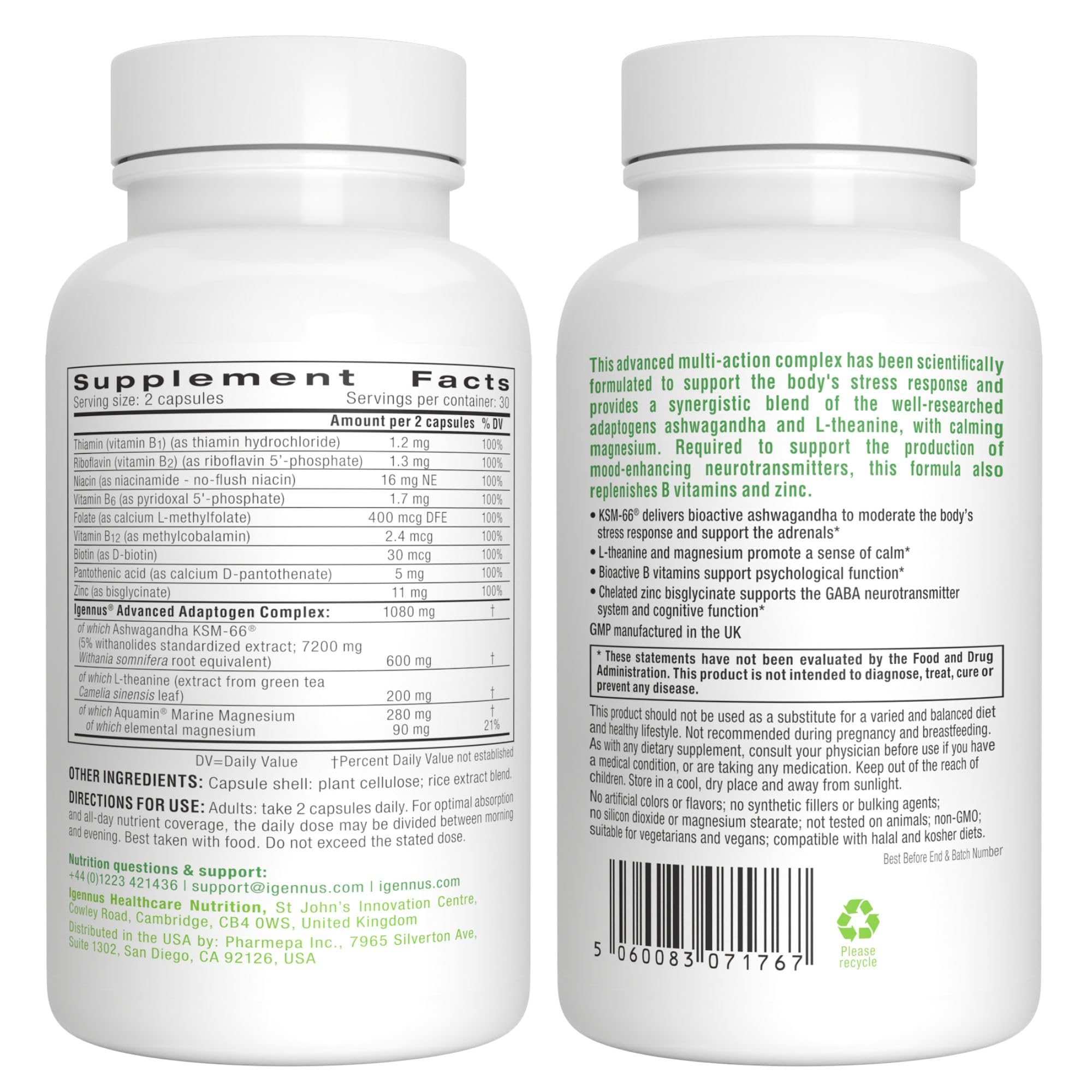 Igennus Clean label claim showing non-GMO and hypoallergenic ingredients
