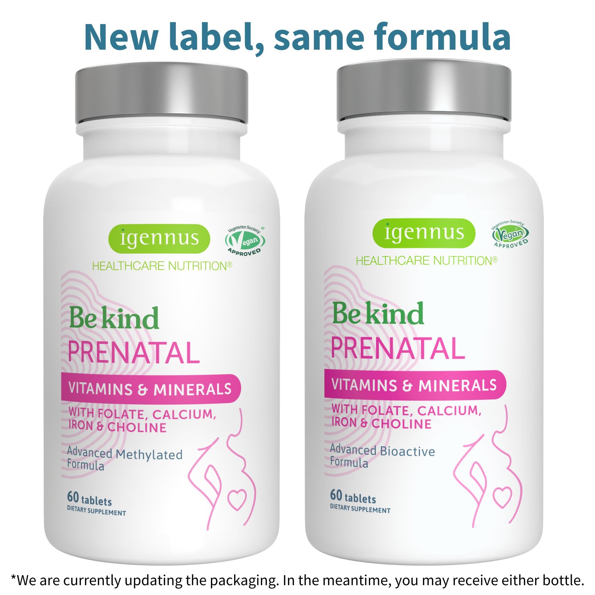 Close-up of Igennus prenatal tablets for gentle, easy daily intake.