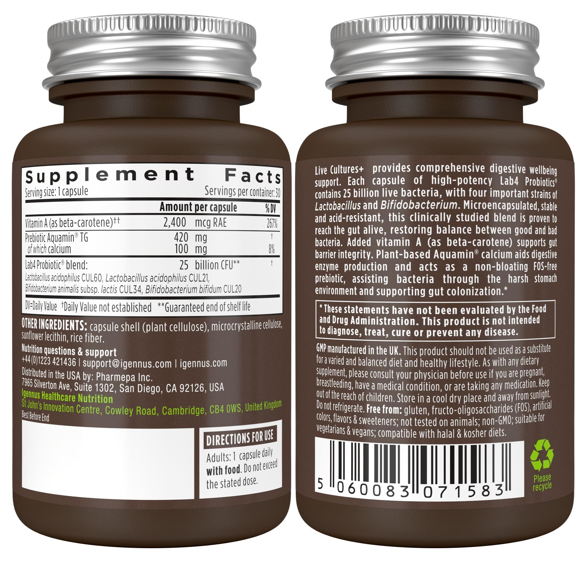 Igennus 25B CFU at expiry label is visible