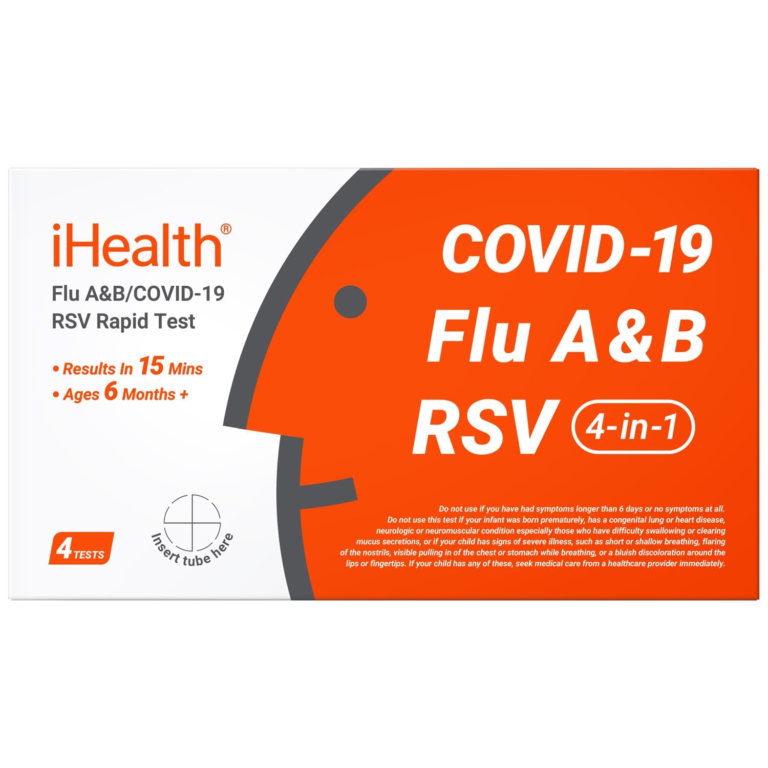 iHealth 4-in-1 test kit box shows home-testing convenience.