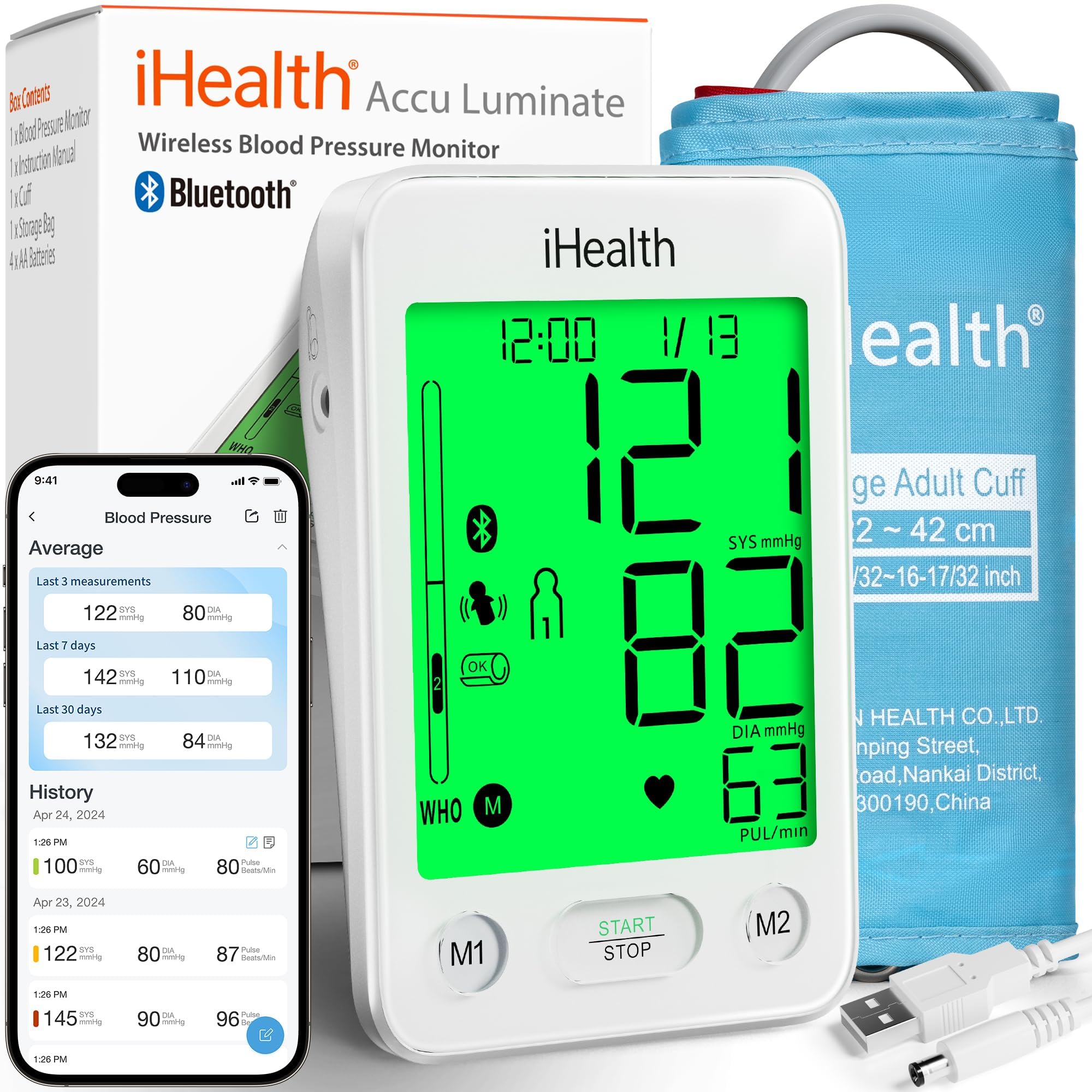 iHealth Accu Luminate BP Monitor front view for easy at-home BP checks