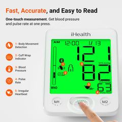 iHealth Accu Luminate BP Monitor irregular heartbeat alert detects rhythm irregularities