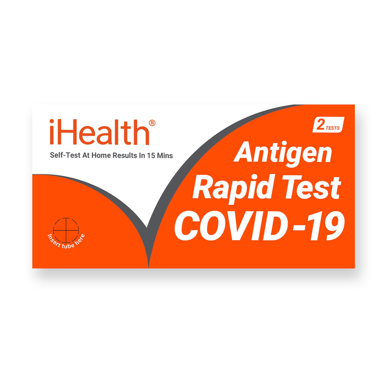 iHealth COVID-19 Antigen Rapid Test pack front view showing compact at-home kit
