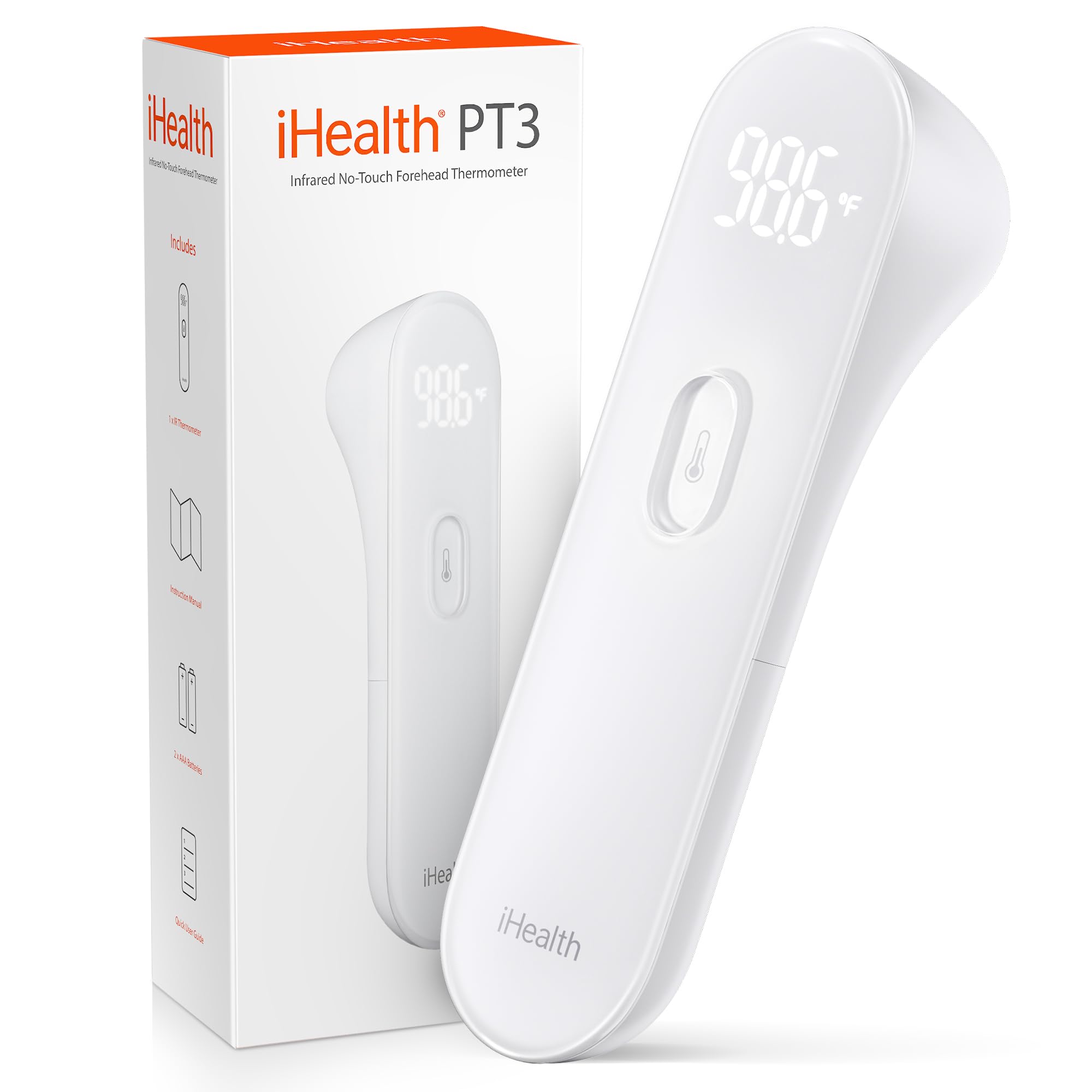 iHealth PT3 non-contact forehead thermometer enables hygienic family checks.