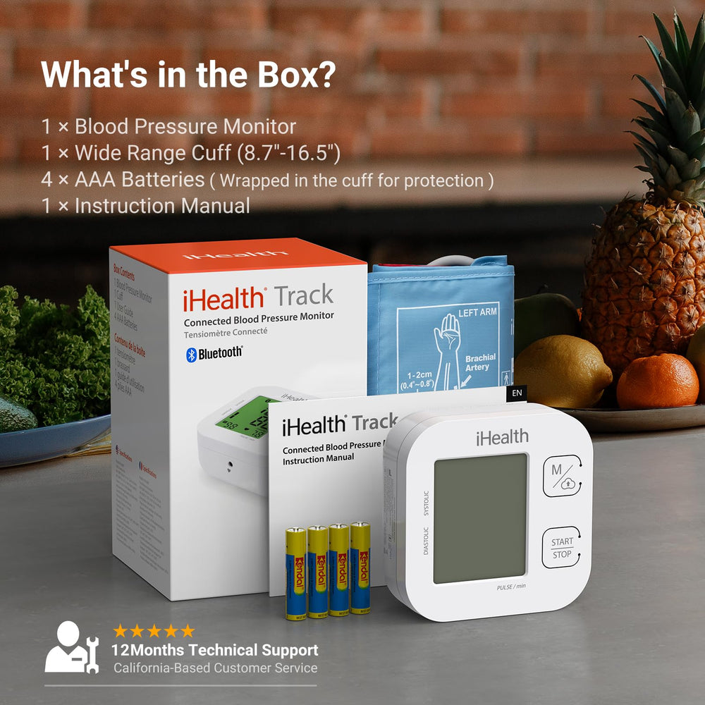 Includes 4 AAA batteries and a wide cuff