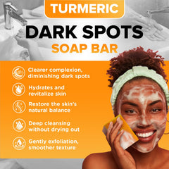 Turmeric Bar Soap close-up reveals natural color and creamy lather on skin.
