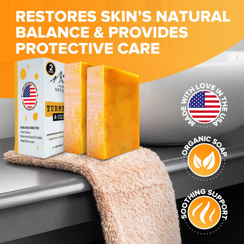 Natural oils and botanical ingredients visible on the soap bar for skin-friendly care.