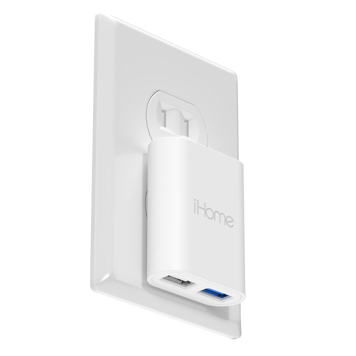iHome 2-Port USB Wall Charger with dual ports for simultaneous charging