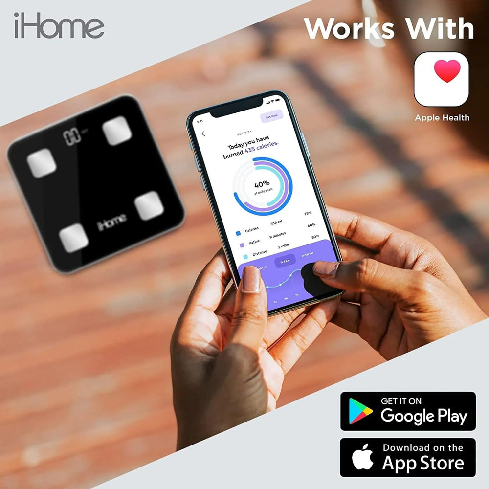 iHome anti-slip tempered glass surface provides stable bathroom use.