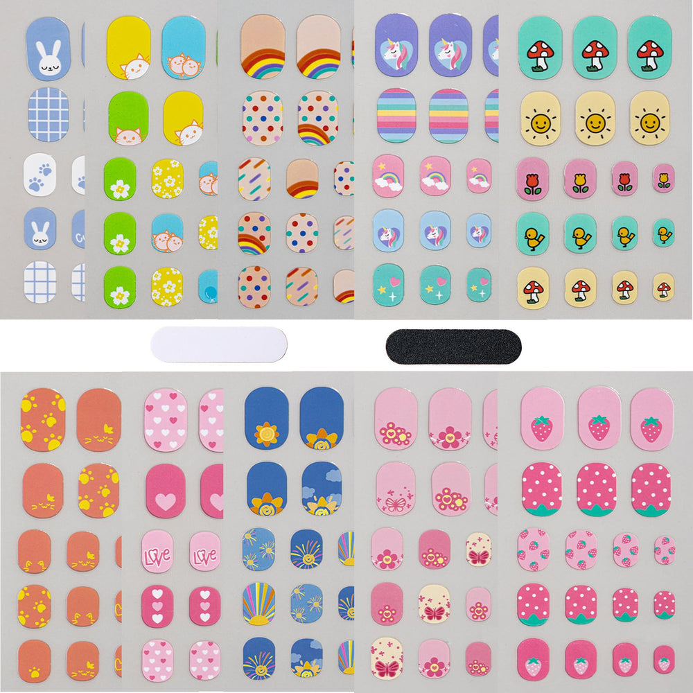 IHUKEIT colorful kid nail wraps set for quick, playful nail art.