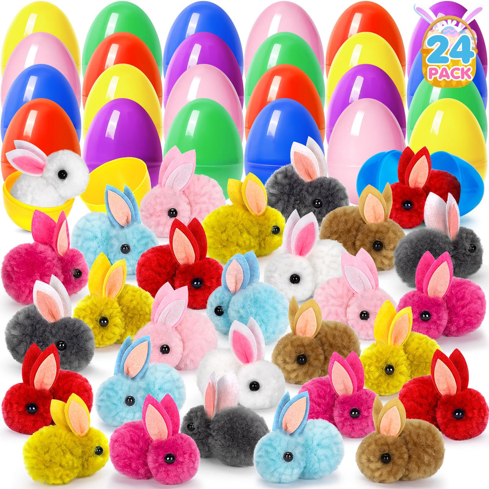 IJIGU Easter eggs with plush bunny inside, ideal for kids' egg hunts.
