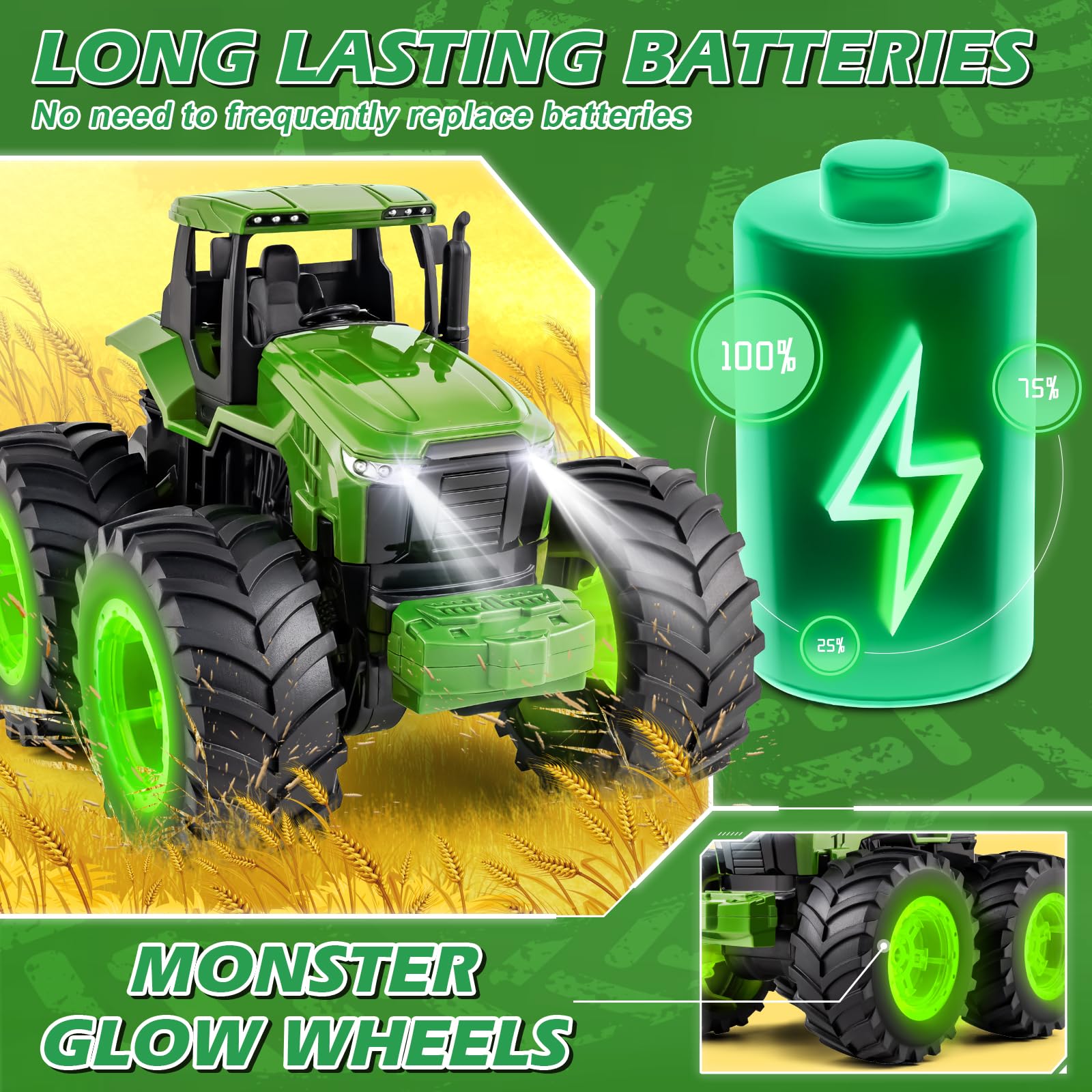 IJIGU tractor demonstrating 360-degree rotation with a simple demo button