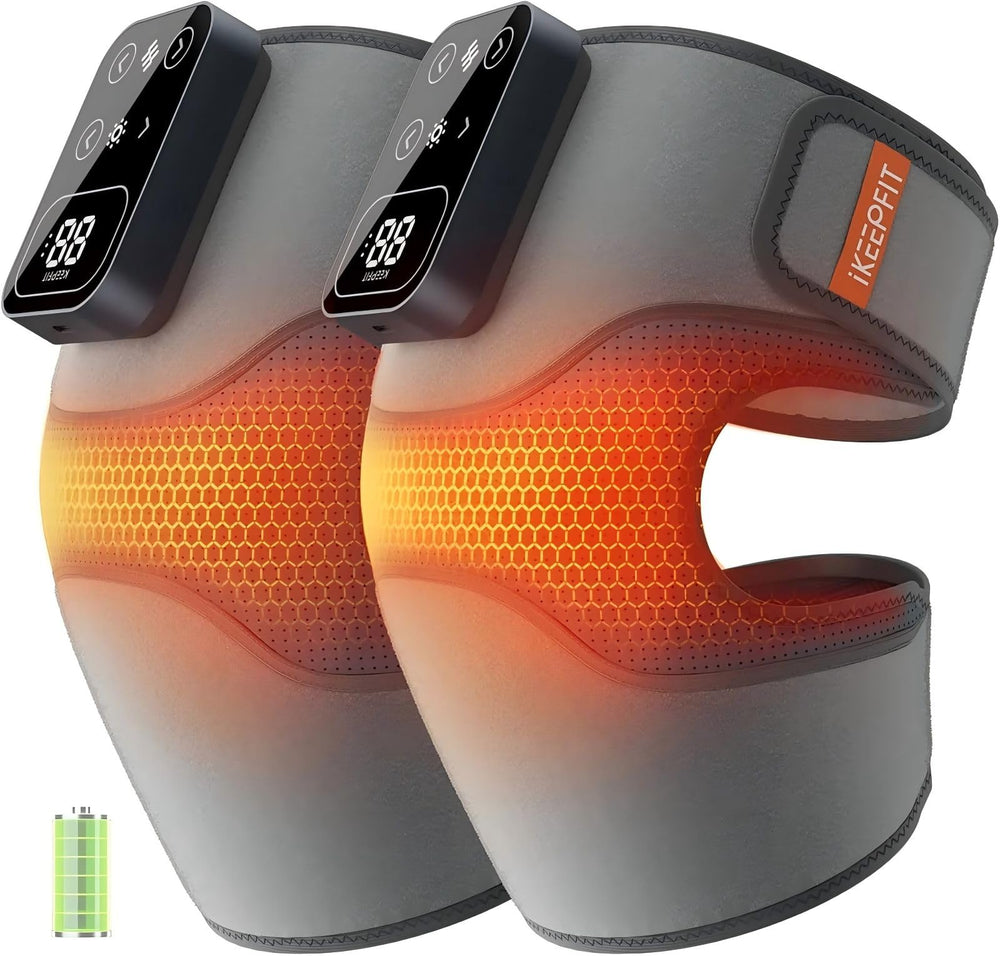 IKEEPFIT cordless knee massager with heat coverage for full knee warmth.