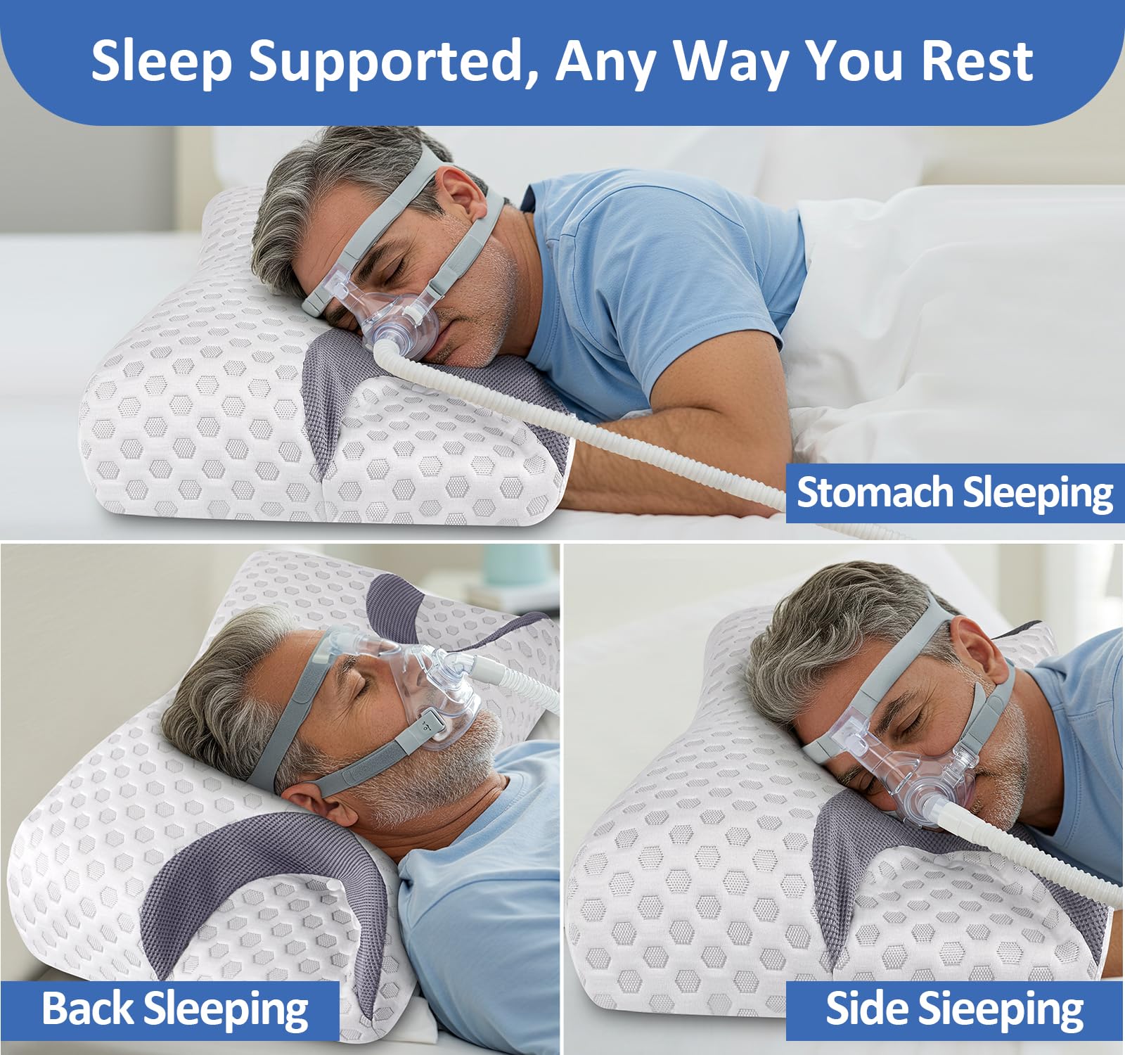 IKSTAR CPAP Pillow dimensions fit standard bed sizes for steady support.