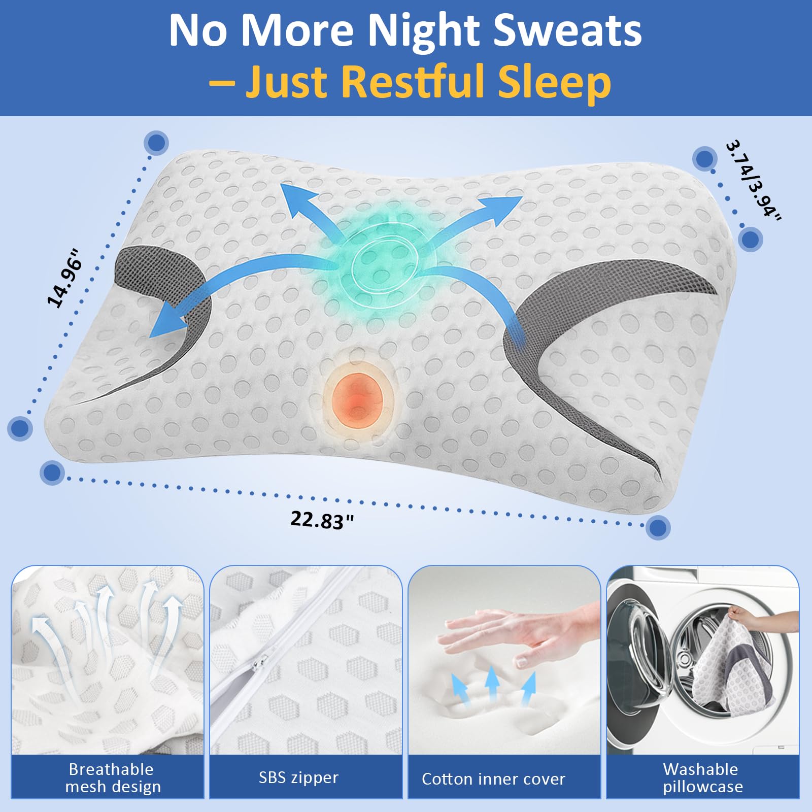 IKSTAR CPAP pillow dual cutouts help reduce tubing entanglement and leaks.