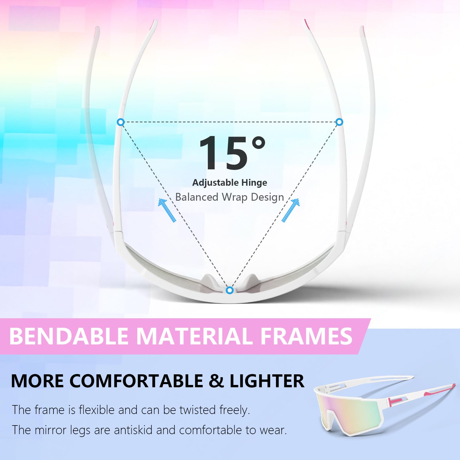 IKTOD 3-pack polarized sunglasses blue-white offering UV protection and clear sight