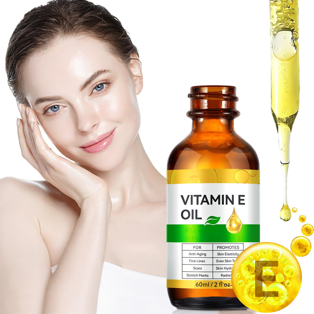 IKZEE Vitamin E Oil bottle with hair care application near tips.