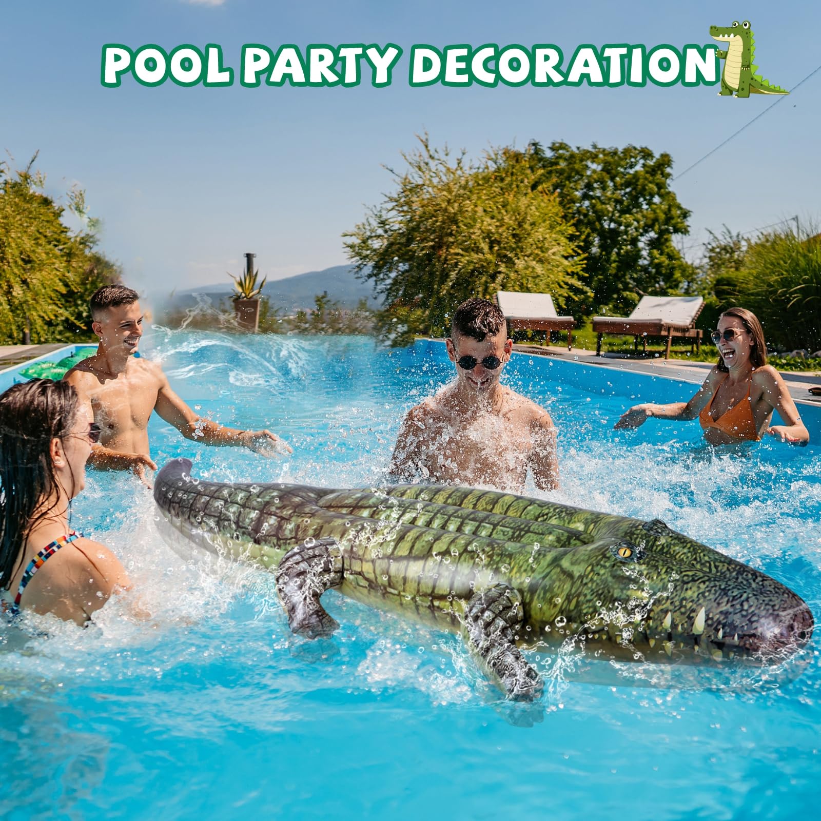 ILEISURELY alligator float at a party setup, versatile prop and decor