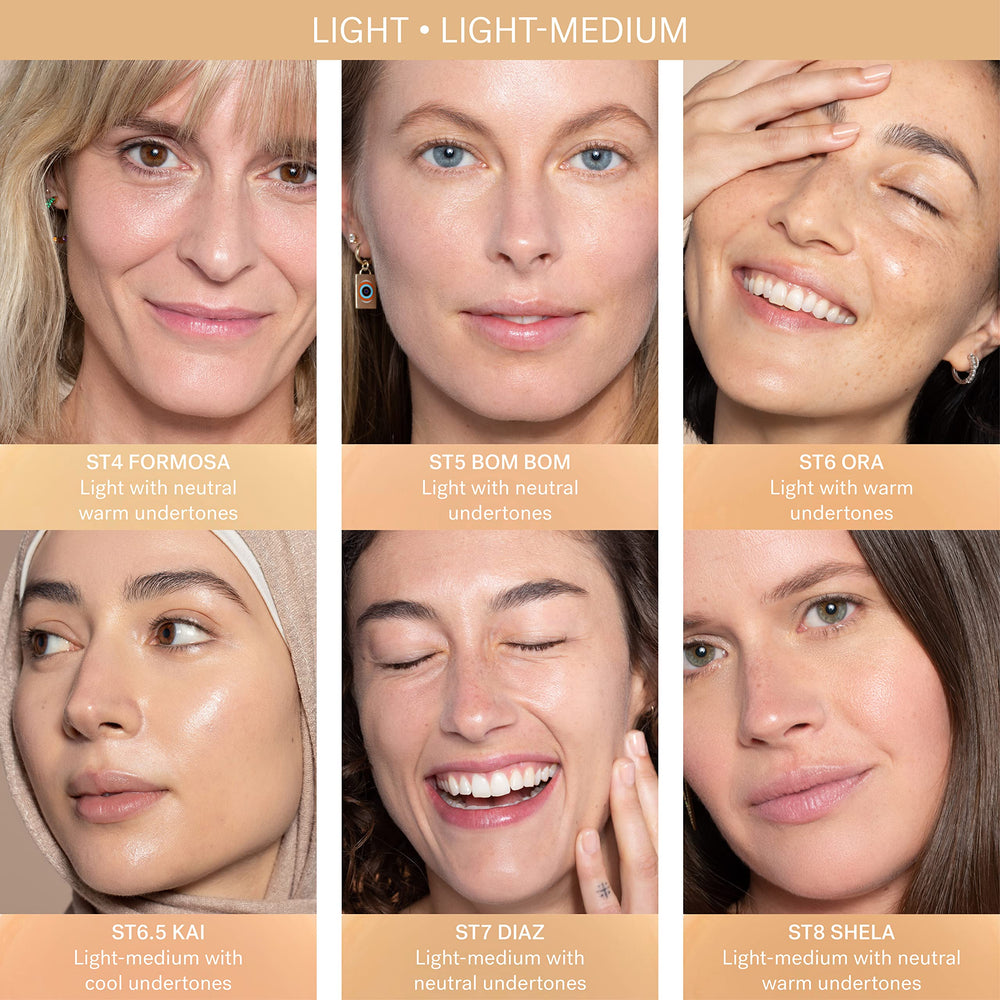 ILIA bom bom ST5 shade application on skin demonstrates color match