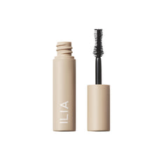 ILIA Fullest Volumizing Mascara bottle close-up showing weightless volume
