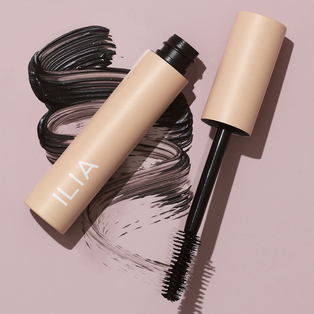 ILIA Fullest Volumizing Mascara packaging highlights vegan and cruelty-free branding