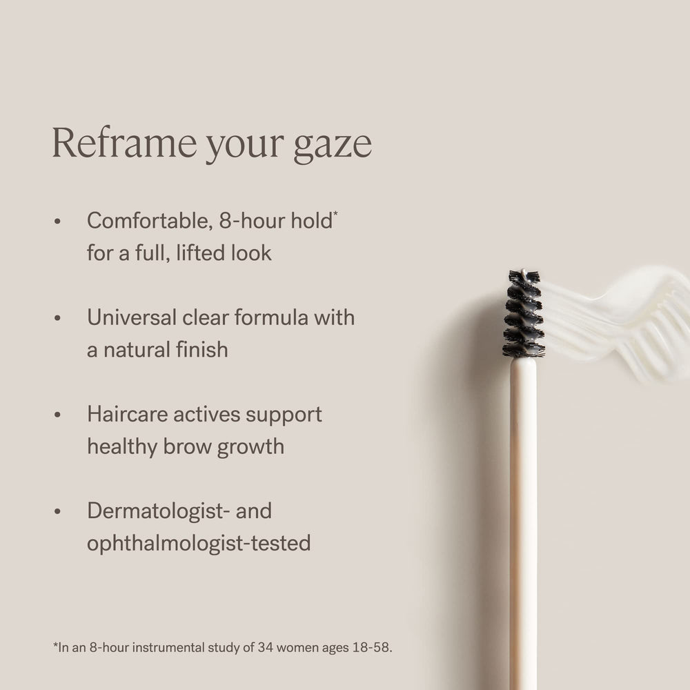 ILIA brow gel texture shows natural finish and flexible hold for brows.