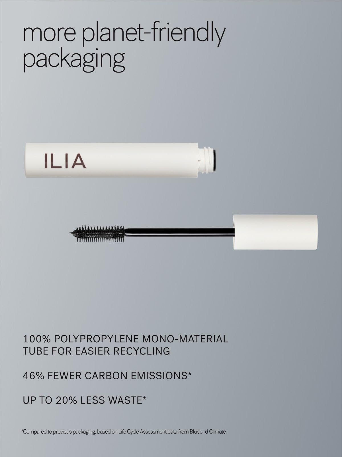 ILIA Limitless Lash Mascara vegan, cruelty-free, gluten-free formula with sustainable packaging.