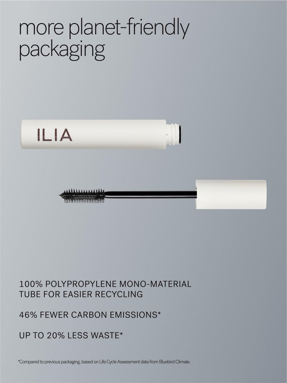 ILIA Limitless Lash Mascara vegan, cruelty-free, gluten-free formula with sustainable packaging.