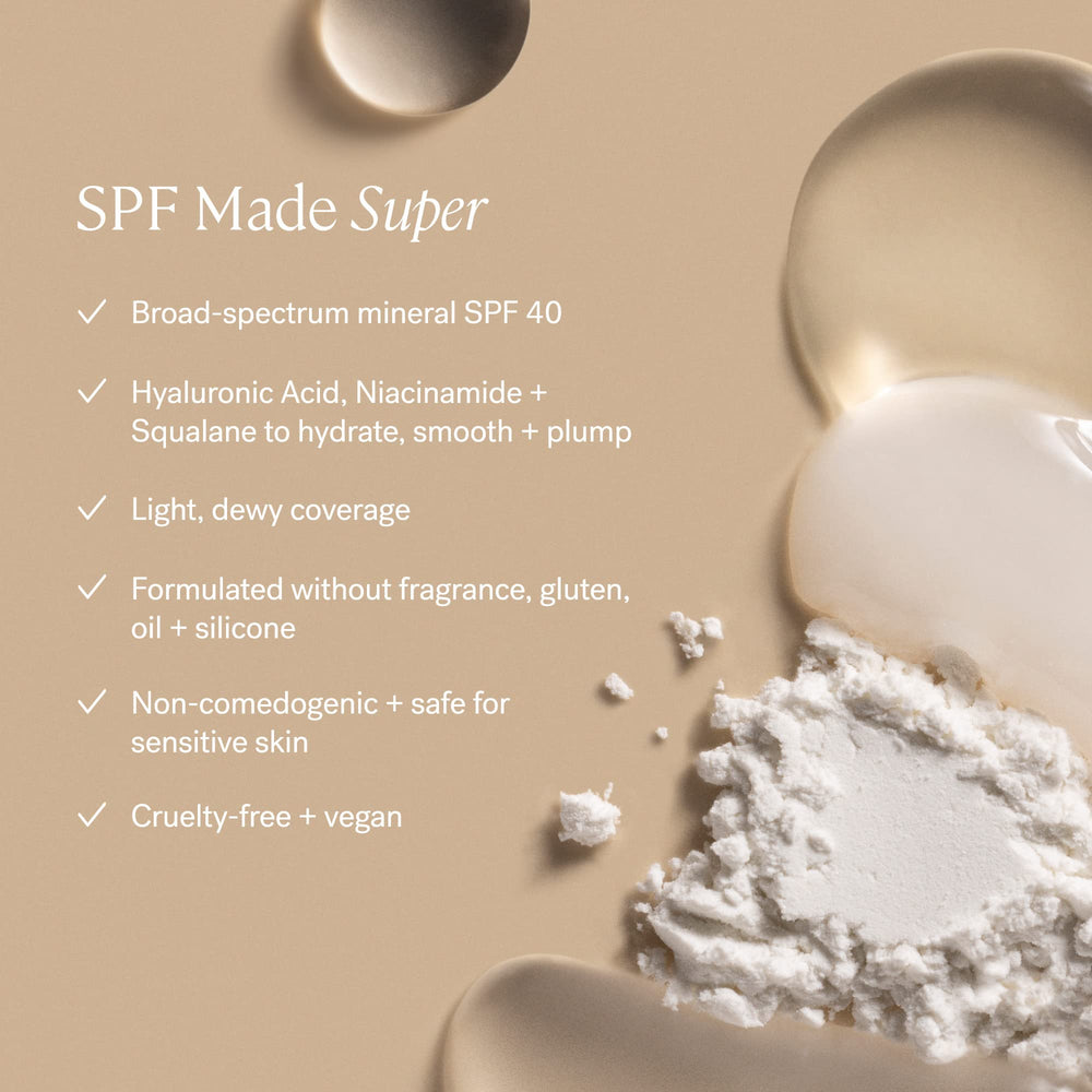 ILIA super-serum-skin-tint-spf40 texture close-up highlighting smoothing and even tone