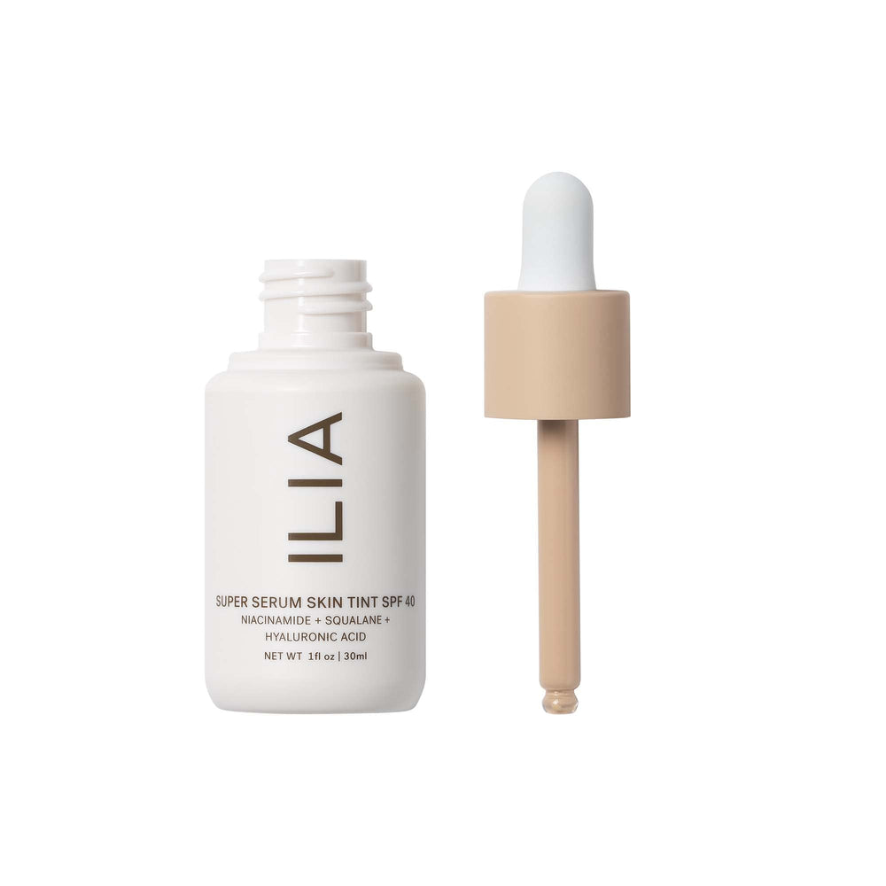 ILIA Skin Tint texture on skin reveals dewy, hydrating finish