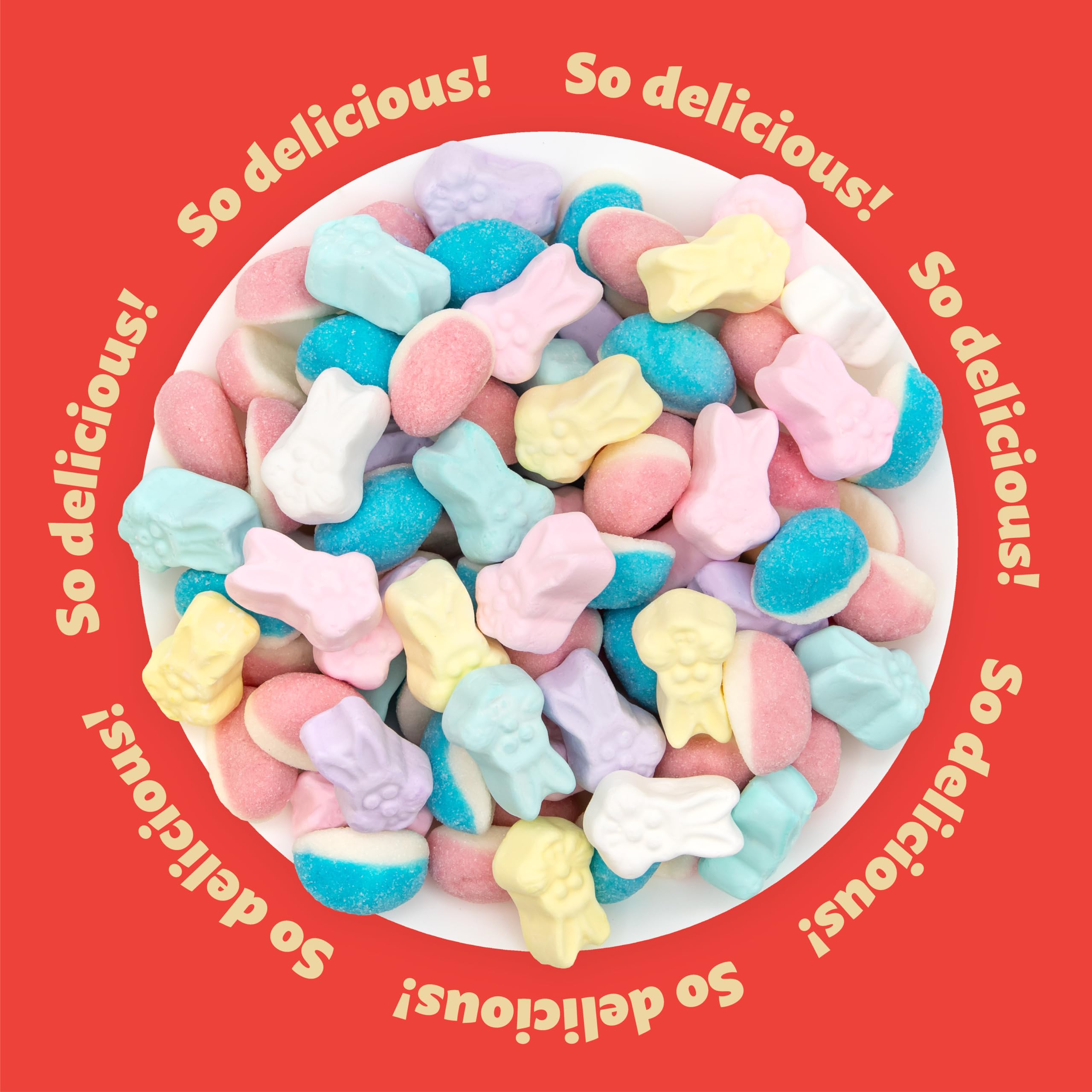 ILIKE! Blue raspberry puffs showcase vibrant gummies ideal for Easter baskets.