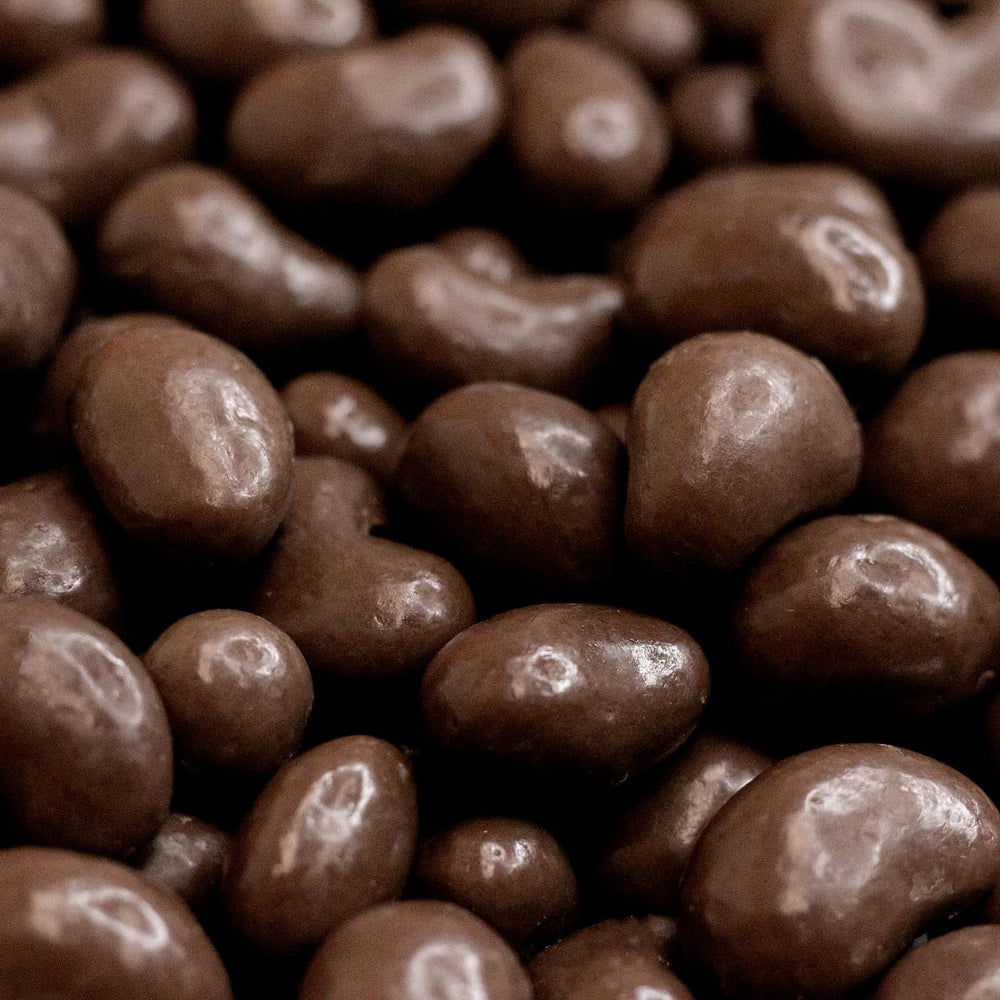 ILIKE! dark chocolate cashews 2lb bag front view for bulk snacking at home or office.